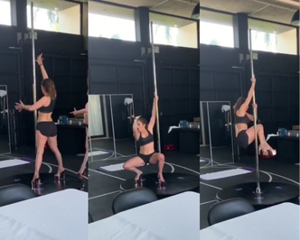 49-letnia Jennifer Lopez tańczy na rurze i liże sobie ramię. Zwinna? (FOTO)