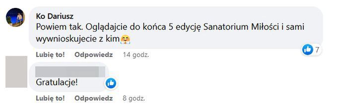 Komentarze na facebookowym profilu Dariusza 