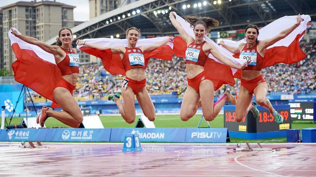sztafeta kobiet 4x100 m na Uniwersjadzie 2023 (Paulina Paluch, Nikola Horowska, Monika Romaszko, Marlena Granaszewska)