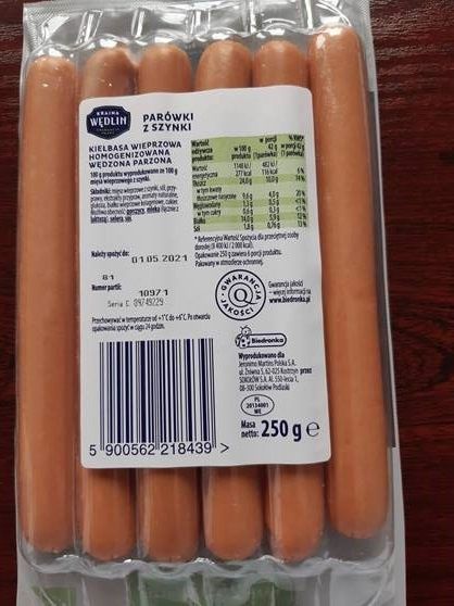 Parówki z szynki Kraina Wędlin Nature wycofane ze sprzedaży w Biedronce
