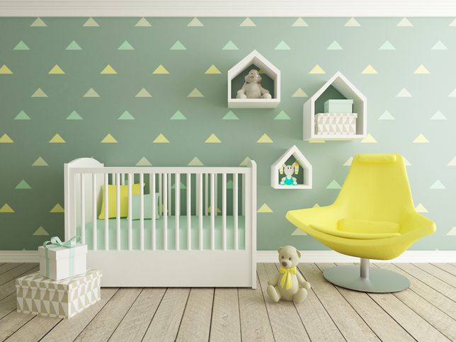 Jednym z najczęściej wybieranych kolorów w pokoju dla chłopca-niemowlaka jest zielony 