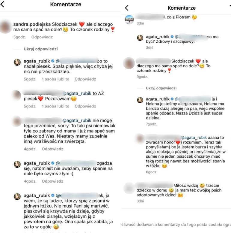 Agata Rubik pozuje z psem i odpowiada na zarzuty internautki