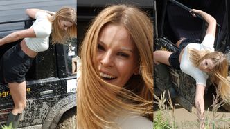 Gibka Małgorzata Tomaszewska śle uśmiechy z pola motocrossowego i zwisa z drzwi ubłoconego samochodu terenowego (ZDJĘCIA)