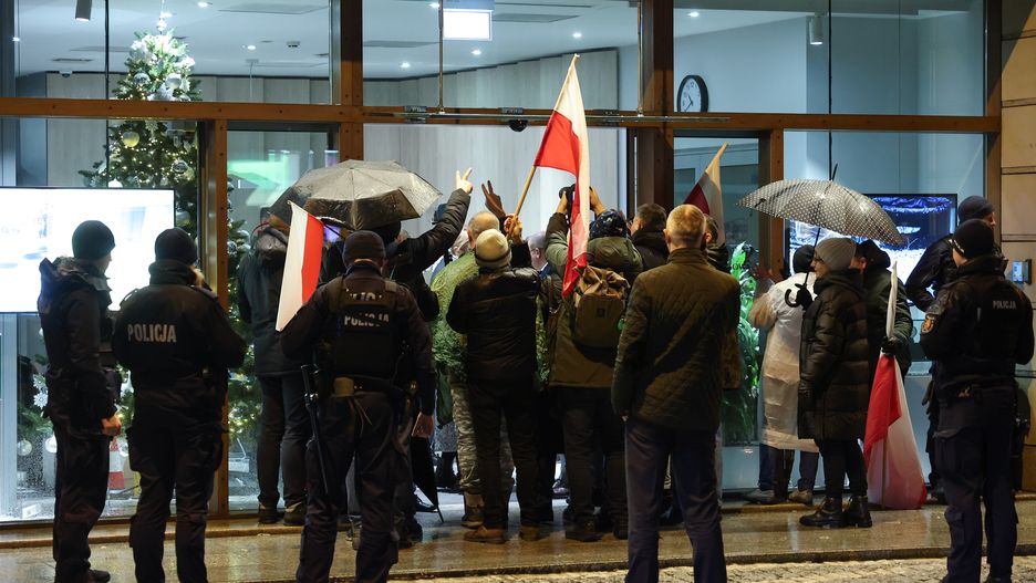 Demonstracja przed siedzibą PAP