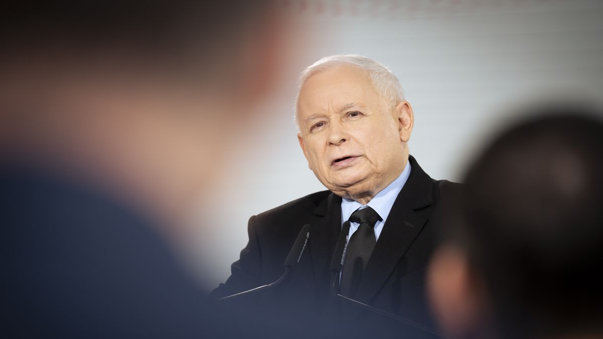Law and Justice (PiS) party leader Jaroslaw Kaczynski is seen at a press conference in Warsaw, Poland on 19 March, 2024. (Photo by Jaap Arriens/NurPhoto via Getty Images)