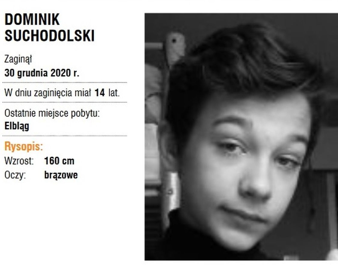 Elbląg. Zaginął 14-letni Dominik. Trwają poszukiwania