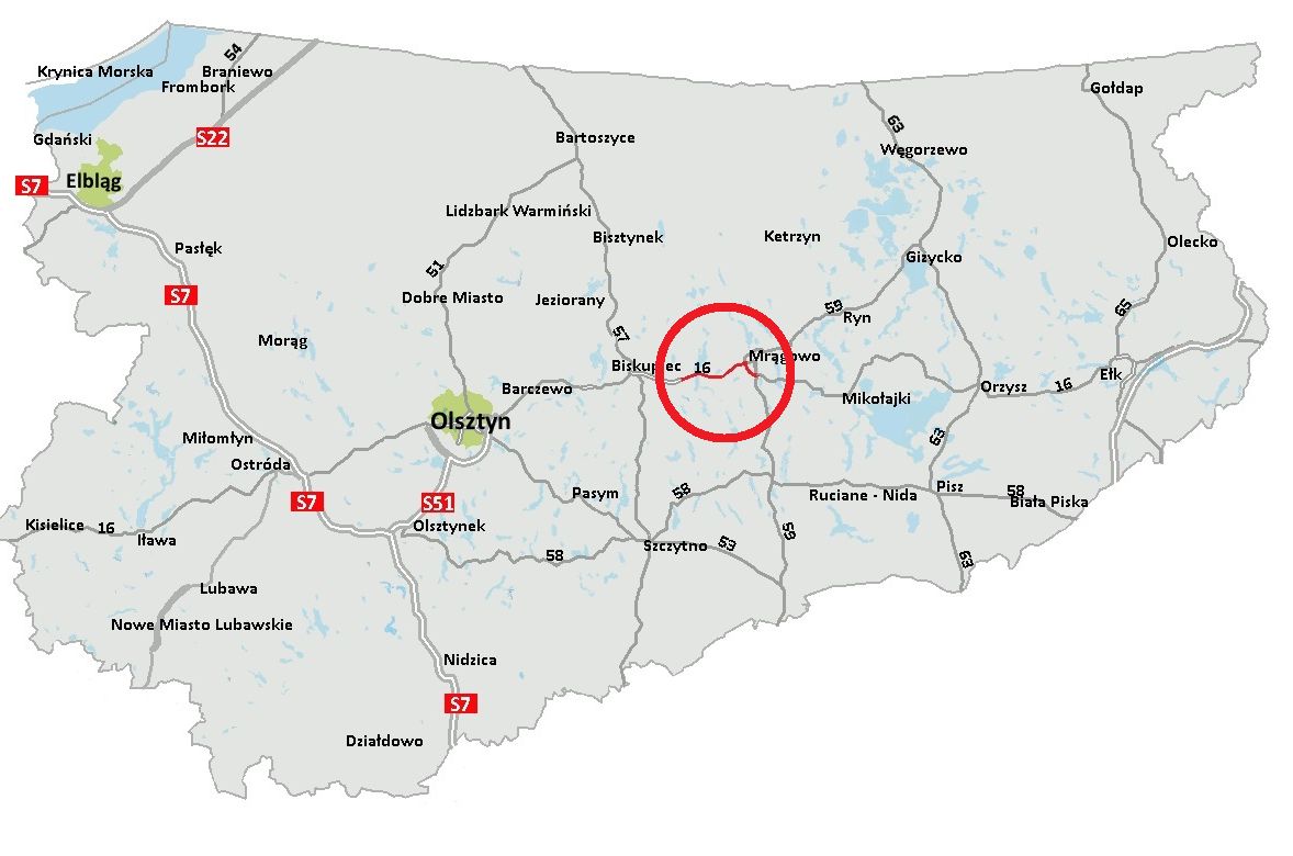 Oddany do użytku odcinek został zaznaczony kółkiem