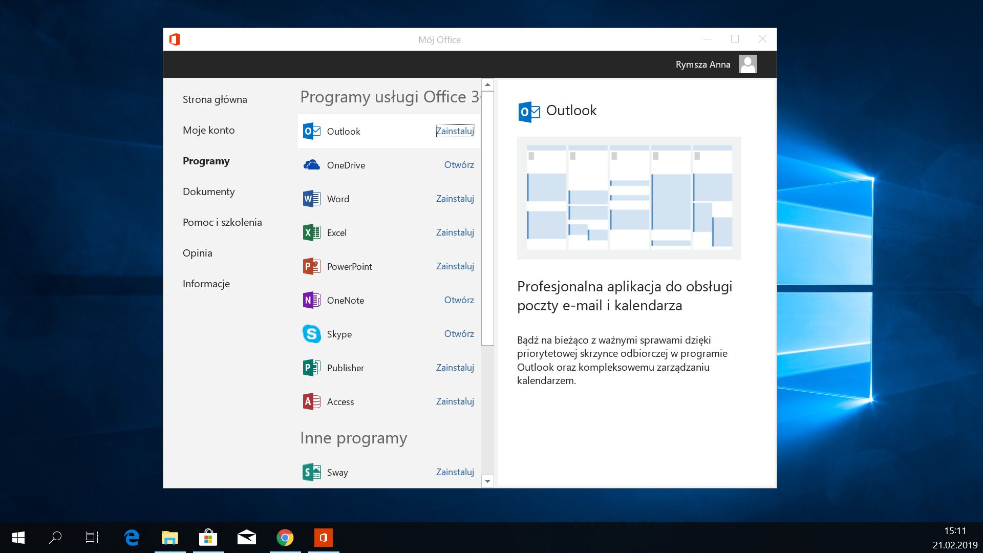 Mój Office. Lista dostępnych programów