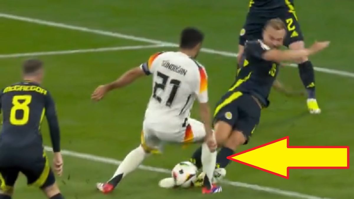 Twitter / Screen / TVP Sport / Na zdjęciu: Ryan Porteous mógł wyrządzić sporą krzywdę Ilkayowi Gundoganowi