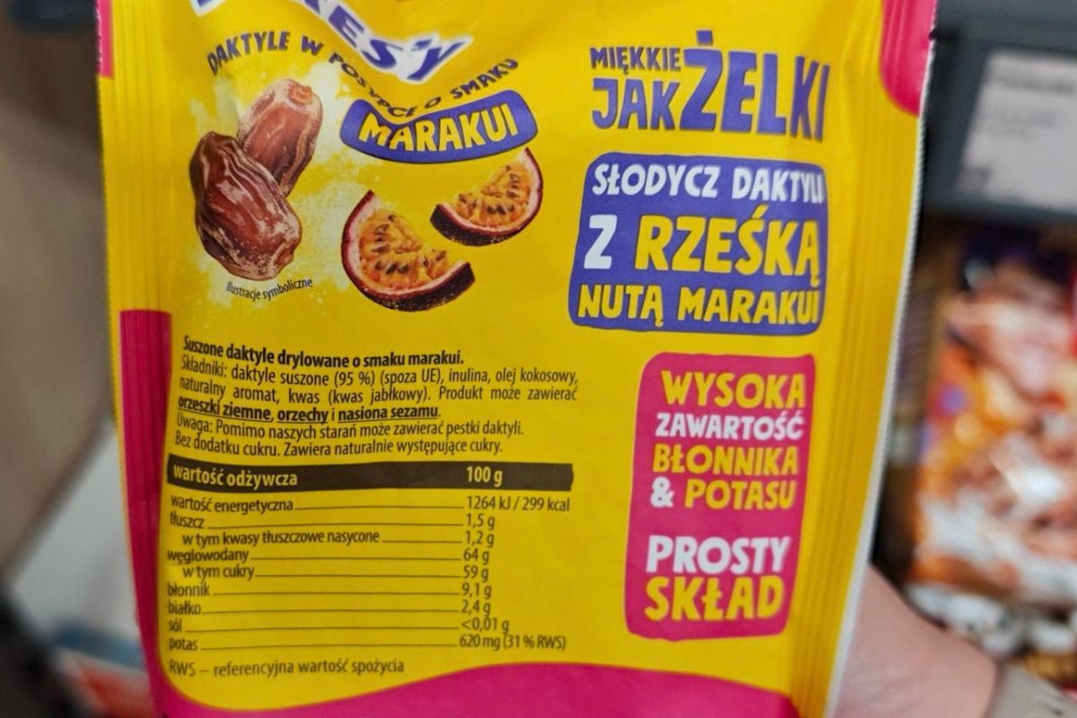 Skład daktyli Dobra Kaloria o smaku marakui
