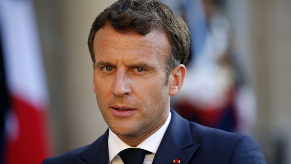 PARIS, FRANCE - JUNE 10: French President Emmanuel Macron makes a statement during a joint press conference with Prime Minister of the Republic of North Macedonia, Zoran Zaev prior to their working dinner at the Elysee Presidential Palace on June 10, 2021 in Paris, France. French President Emmanuel Macron announced on Thursday the end of the Barkhane military operation against the jihadists in the Sahel, according to terms and a schedule that will be specified in a few weeks. This is a “profound transformation” of the French military presence in the Sahel, with the end of Operation Barkhane “as an external operation”. (Photo by Chesnot/Getty Images)