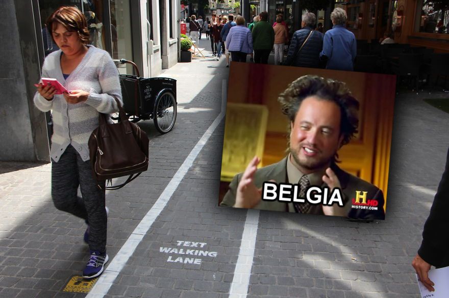 W Belgii osoby uzależnione od smartfonów mają... własną przestrzeń na chodnikach