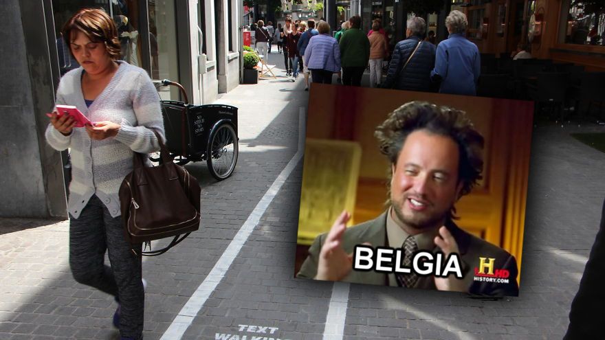 W Belgii osoby uzależnione od smartfonów mają... własną przestrzeń na chodnikach 1