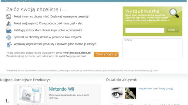 Chce.to pomaga w stworzeniu listy przedmiotów, które chcemy mieć 1