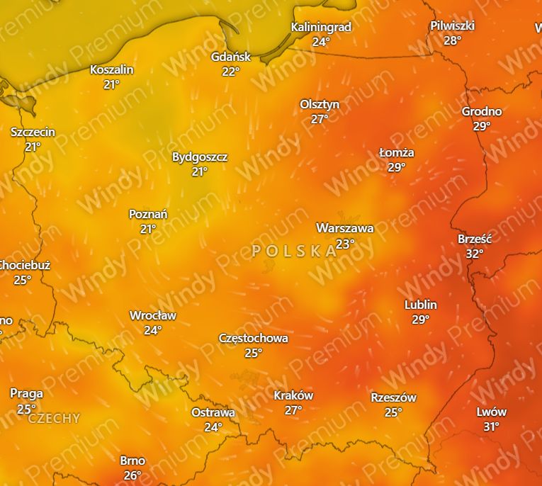 Prognozowane temperatury na niedzielę 14 lipca