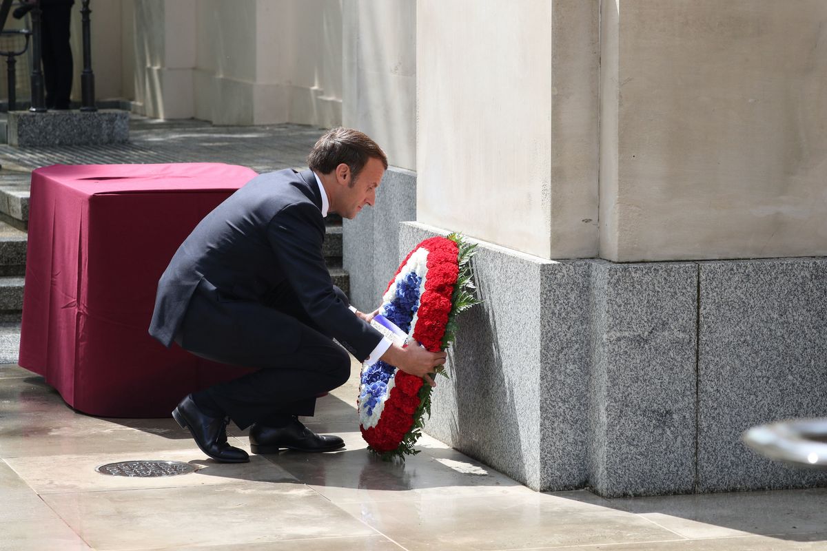 Prezydent Emmanuel Macron w Londynie podczas obchodów 80. rocznicy wezwania gen. de Gaulle'a do stawienia oporu Niemcom