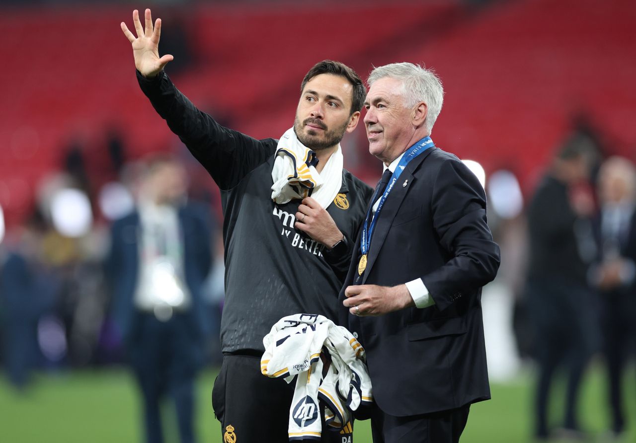 Carlo and Davide Ancelotti after the Champions League final in London