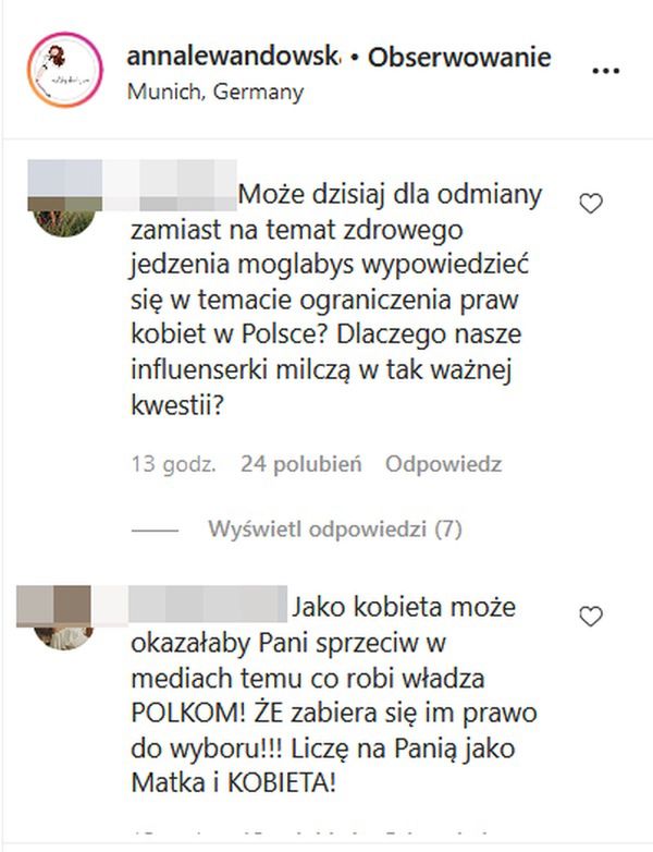 Screen z profilu Anny Lewandowskiej