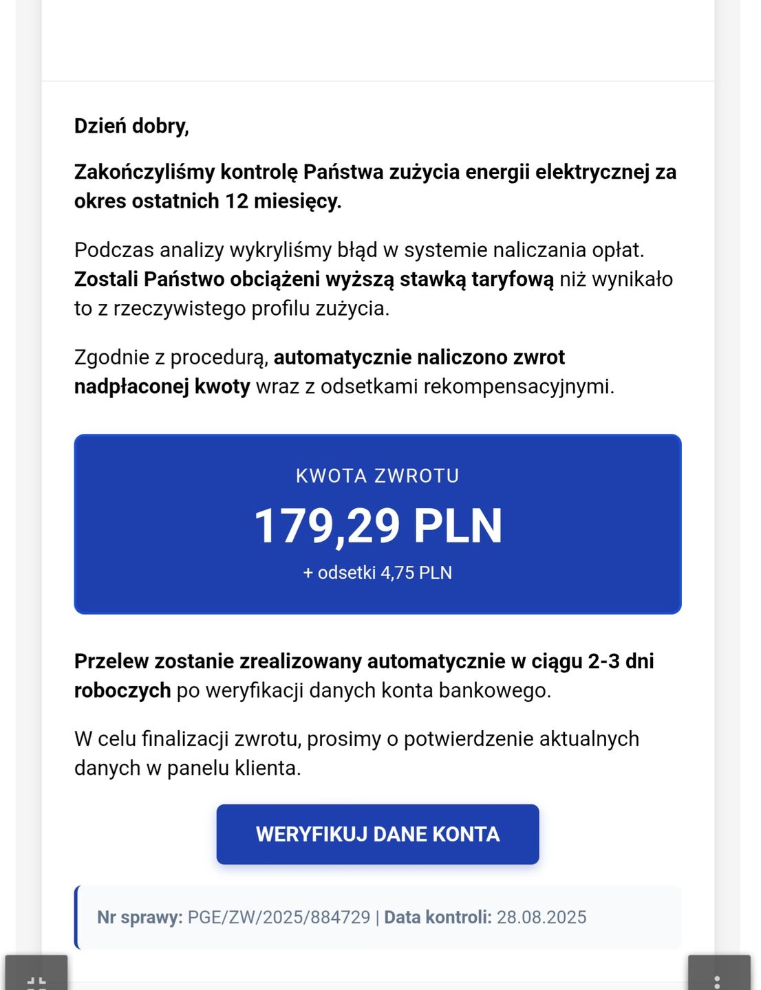 Fałszywy e-mail do naszego czytelnika