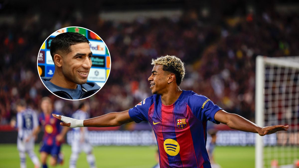 PAP/EPA / Na zdjęciu: Achraf Hakimi wysłał wiadomość do Lamine Yamala