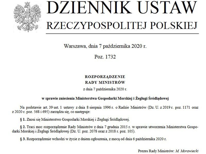 Likwidacja ministerstwa weszła w życie w październiku br