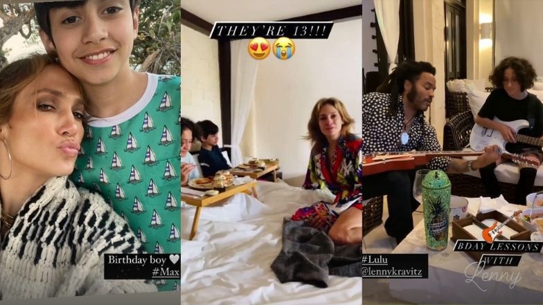 Jennifer Lopez świętuje 13. urodziny bliźniaków: śniadanie do łóżka i lekcja gry na gitarze u LENNY'EGO KRAVITZA!