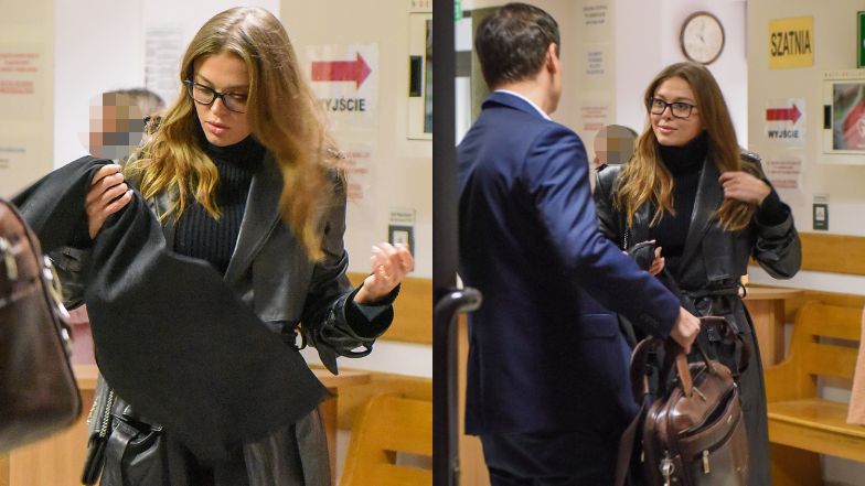 Elegancka Joanna Opozda z torebką za 6 tys. zł w sądzie