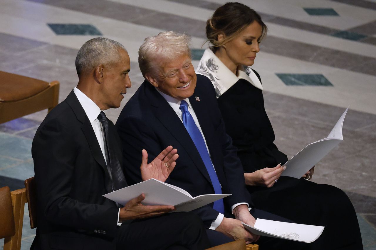 Barack Obama, Donald Trump, and Melania Trump