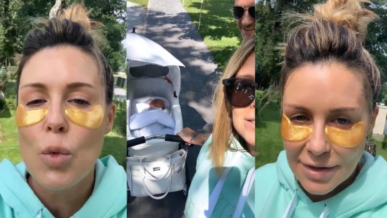 Małgorzata Rozenek na spacerze z synem Henrykiem i Radosławem Majdanem