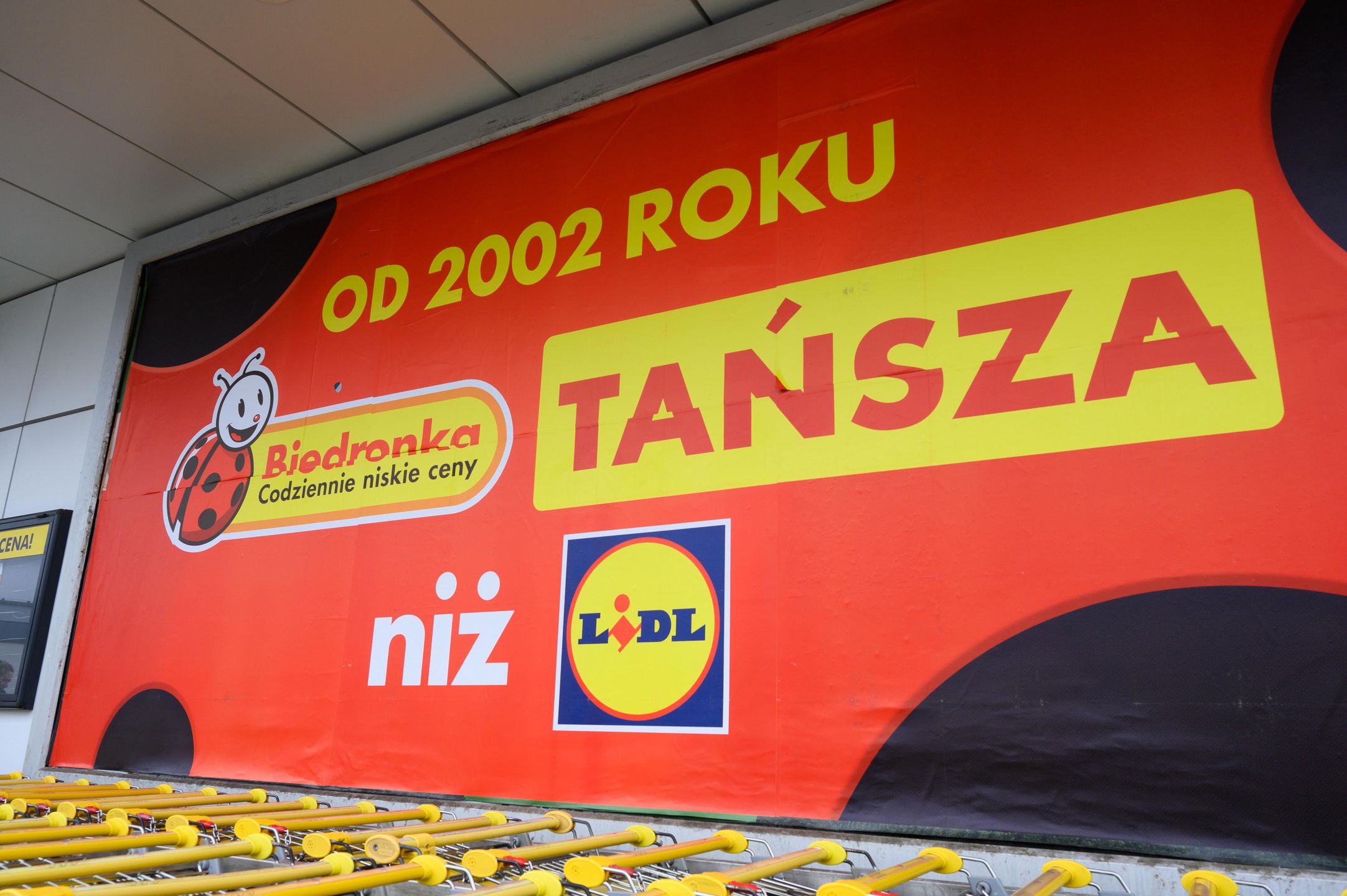 Biedronka
Zalasewo, 15.02.2024. Dyskonty Lidl i Biedronka obok siebie przy ul. Planetarnej w Zalasewie, 15 bm.
(jk) PAP/Jakub Kaczmarczyk
Jakub Kaczmarczyk
Biedronka, ceny, dyskont, konkurencja, Lidl, sklep, wojna cenowa, Zalasewo, ekonomia, handel, rywalizacja, logo, znak firmowy, w�zek na zakupy, w�zki, konkurencyjne ceny, gazetka, oferta handlowa, promocje