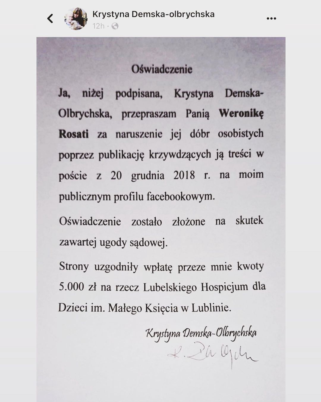 Żona Daniela Olbrychskiego przeprosiła publicznie Weronikę Rosati