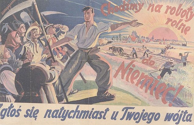 Plakat propagandowy zachęcający do pracy w III Rzeszy, ok. 1940 r. 