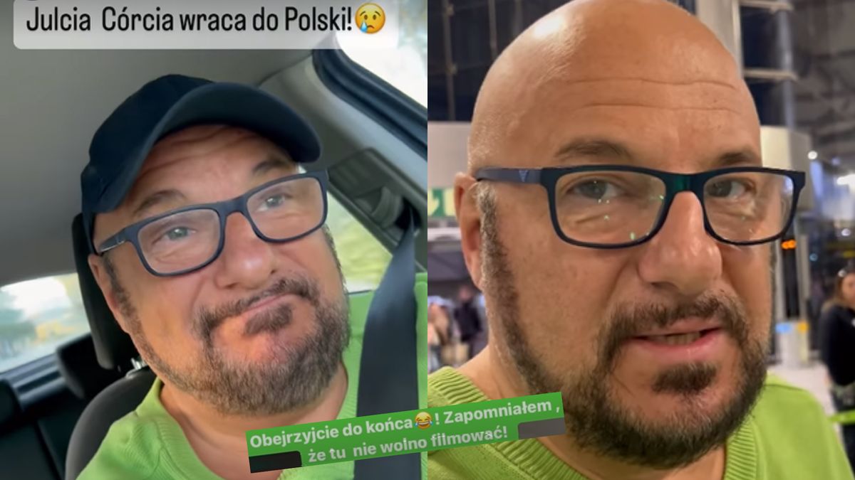 Piotr Gąsowski relacjonował pożegnanie z córką na lotnisku. Wkroczyły hiszpańskie służby