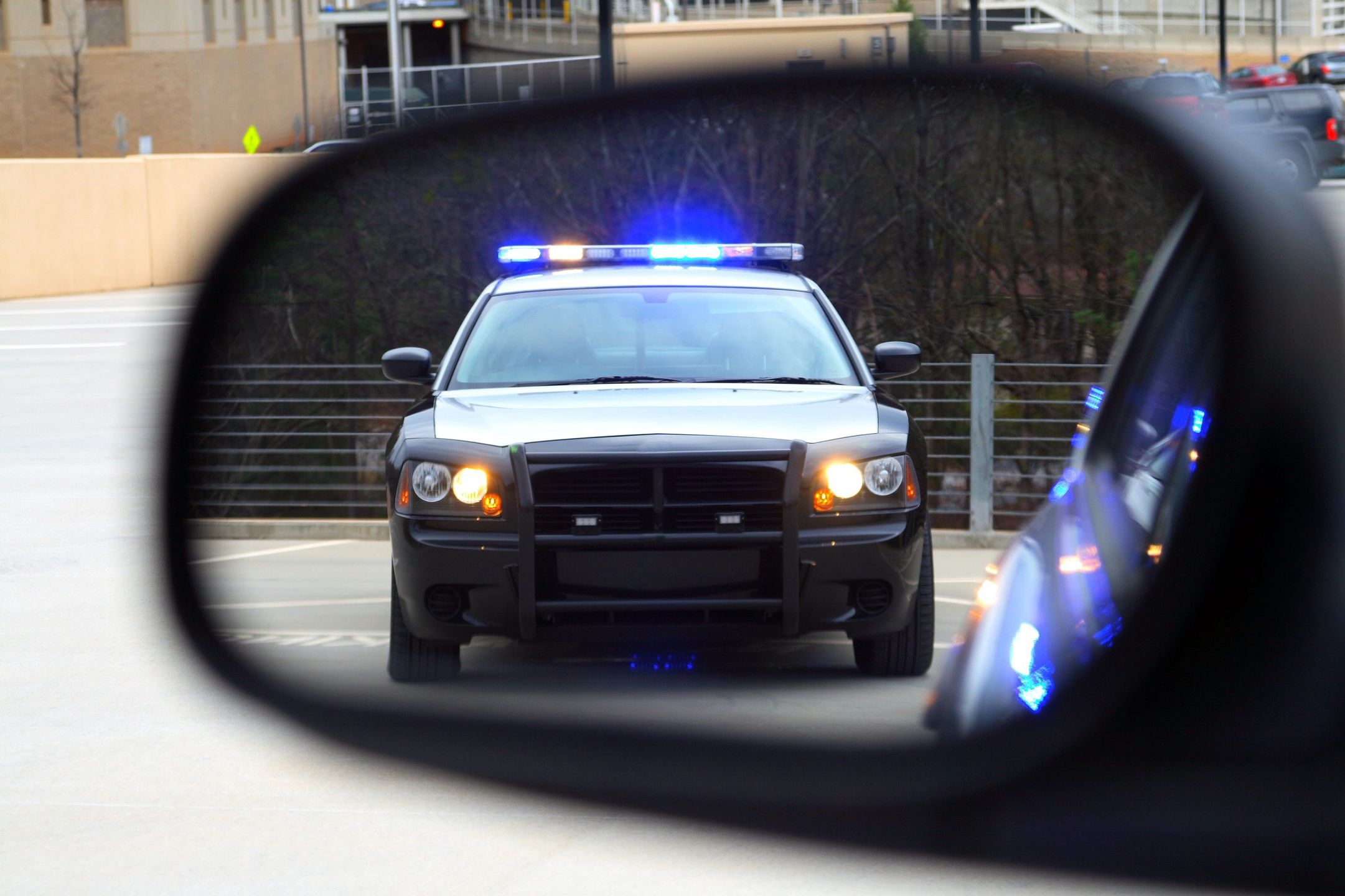 police, car, traffic, stop, rear, view, mirror, dui, blue, lights, speeding, ticket, defensive, driving, law, enforcement