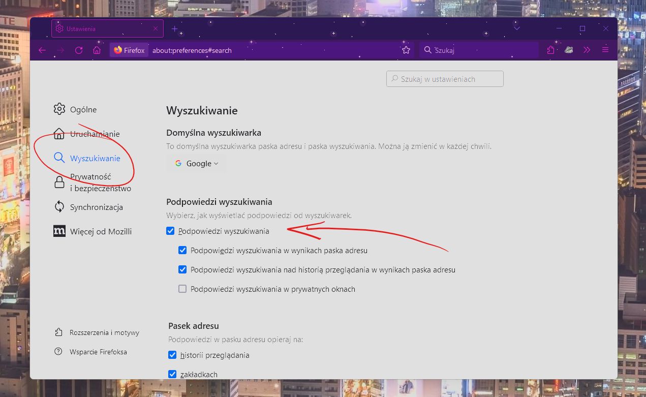 Podpowiedzi wyszukiwania