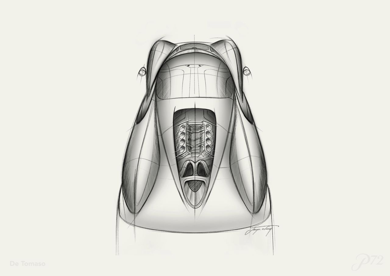 Same szkice De Tomaso P72 wyglądają niezwykle