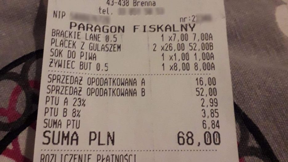 Obiad na urlopie nie musi kosztować kroci. Dowodem paragon z Beskidów
