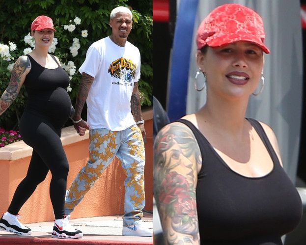 Wytatuowana i ciężarna Amber Rose pozdrawia z romantycznego spaceru z ukochanym (ZDJĘCIA)