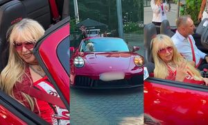 Maryla Rodowicz ZAJECHAŁA pod Operę Leśną wiśniowym PORSCHE! Królowa? (ZDJĘCIA)
