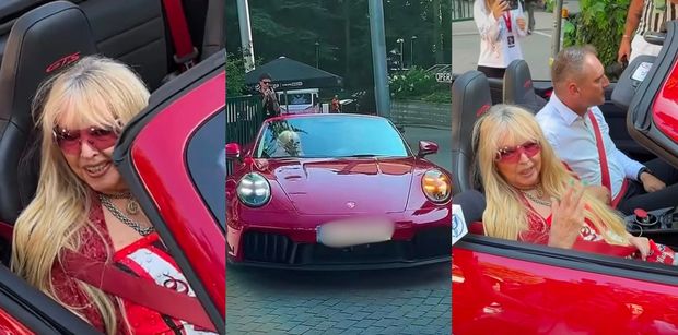 Maryla Rodowicz ZAJECHAŁA pod Operę Leśną wiśniowym PORSCHE za milion złotych! Królowa? (ZDJĘCIA)