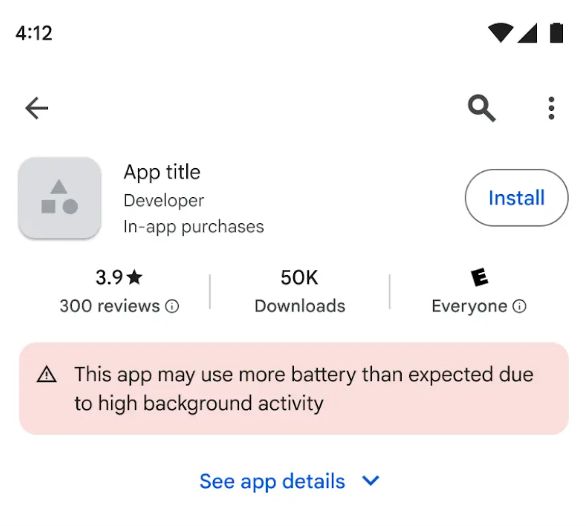 Przykładowy alert w Google Play