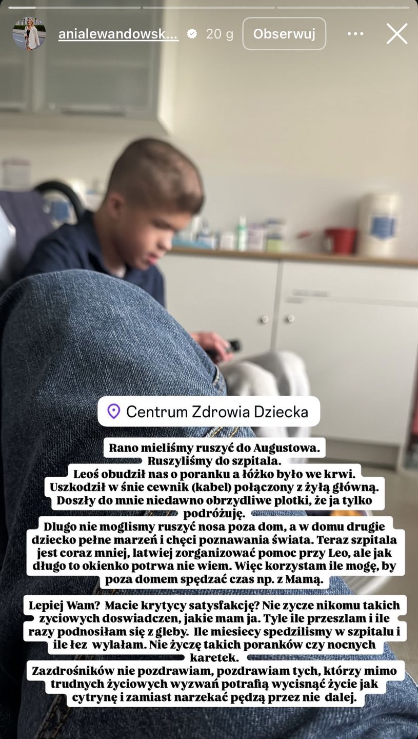 Syn Anny Lewandowskiej trafił do szpitala