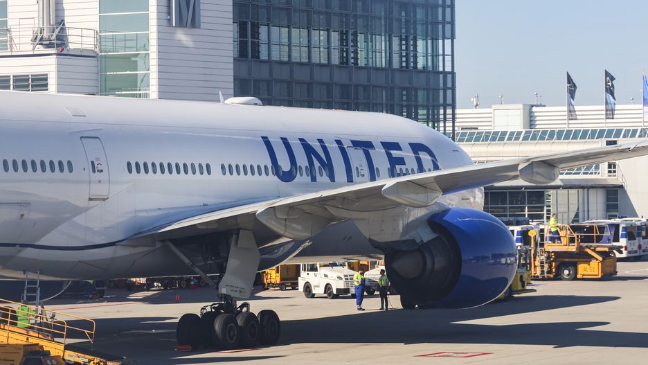 Boeing B777 passenger airplane of the US airline carrier UNITED spotted at Munich Airport, the Flughafen München MUC EDDM an international airport in Bavaria, Germany. The Boeing 777-200 ER is a wide body aircraft made for long haul and transatlantic flight with the registration tail number N786UA and is powered by 2x PW 4090 jet engines. United Airlines is a major airline in the United States with headquarters in Chicago, one of the largest in the world with a fleet of 1050 planes and member of Star Alliance aviation group. Munich, Germany on August 5, 2025 (Photo by Nicolas Economou/NurPhoto via Getty Images)