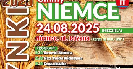 Dożynki Gminy Niemce 2025. Gwiazdą wieczoru zespół Pozytywnie albo Wcale!