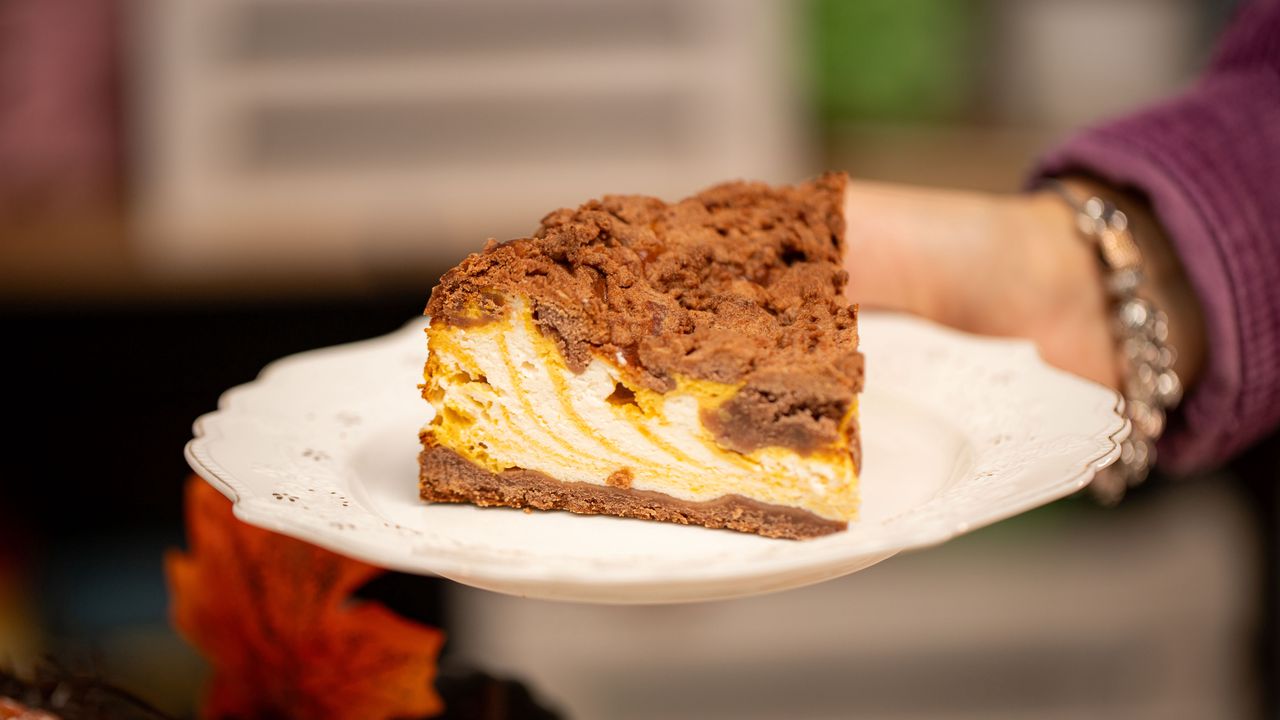 Pumpkin zebra cheesecake