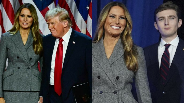 Melania Trump świętuje sukces męża w mysim zestawie na wiecu na Florydzie. Donald: "Dziękuję mojej pięknej żonie"