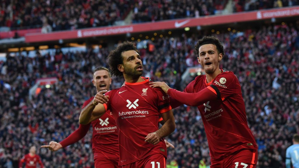 Mohamed Salah po strzelonym golu dla Liverpoolu