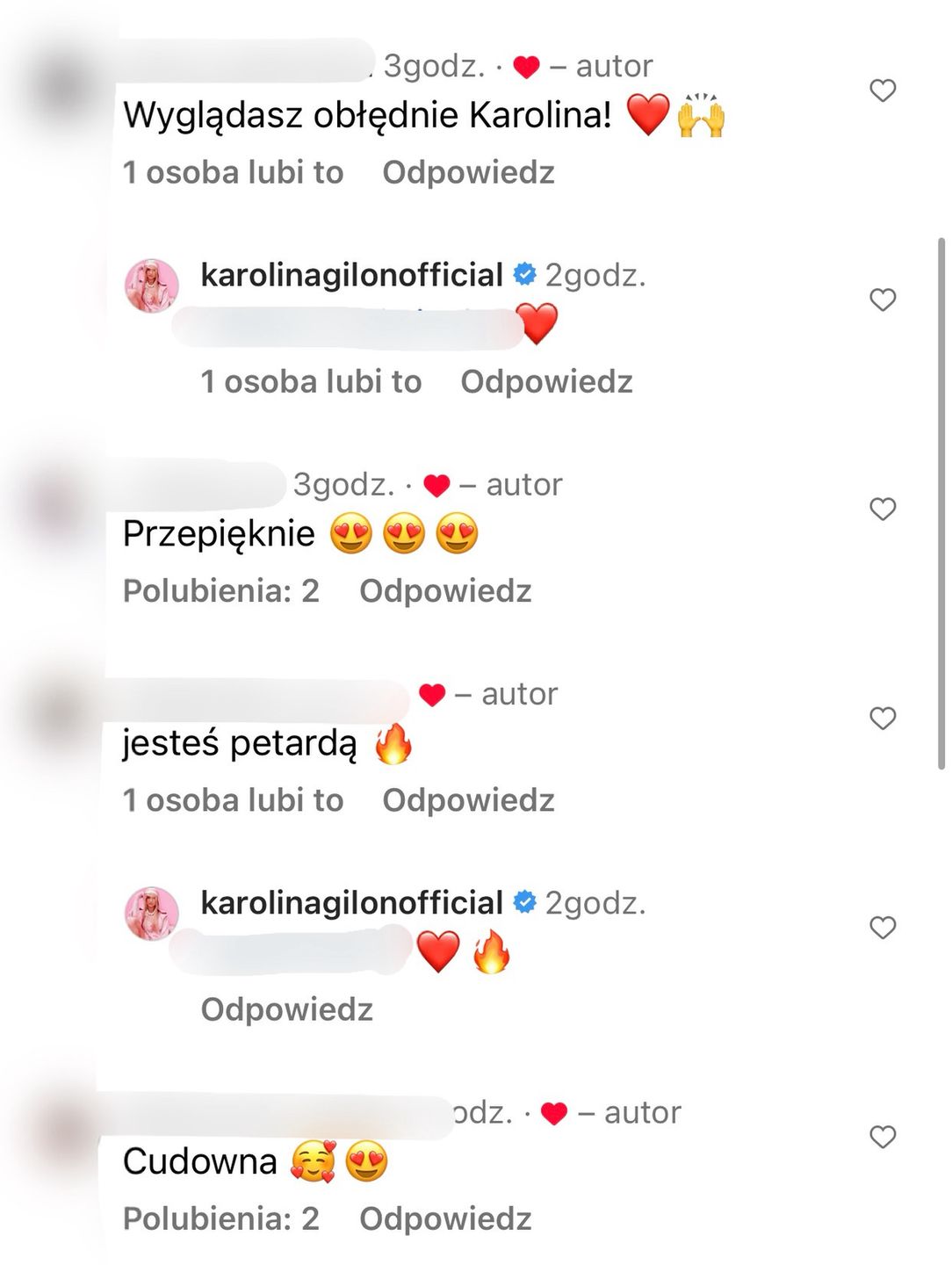 internauci komentują zdjęcia Karoliny Gilon