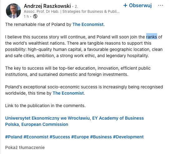 Wpis prof. Andrzeja Raszkowskiego