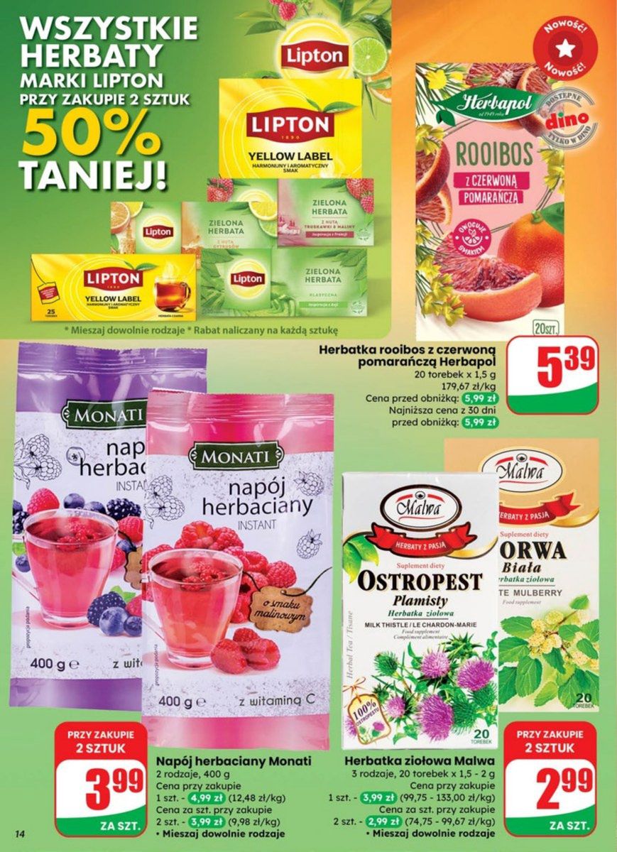 Promocje na kawę i herbatę w sklepie Dino